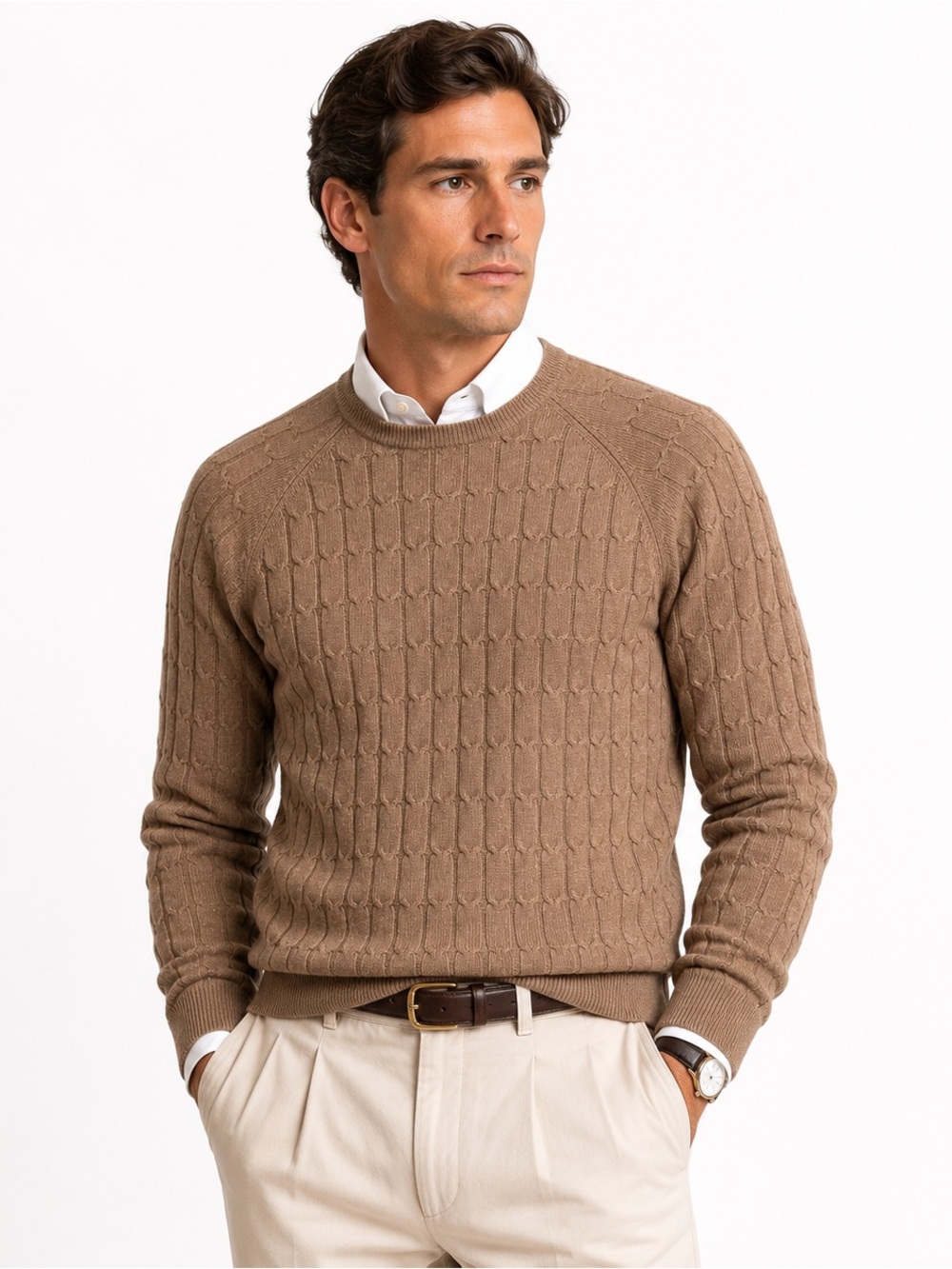 Impermeable Platinum Merino Wool Silk Cashmere Blend Crewneck Sweater Men’s Sz S